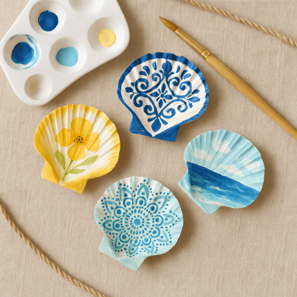 journée ateliers créatifs femmes Paris – peinture sur coquilles Saint-Jacques